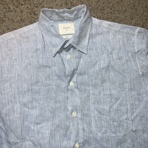 Billy Reid Linen Tuscumbia Button Up Shirt Mens Medium Blue Relaxed Fit